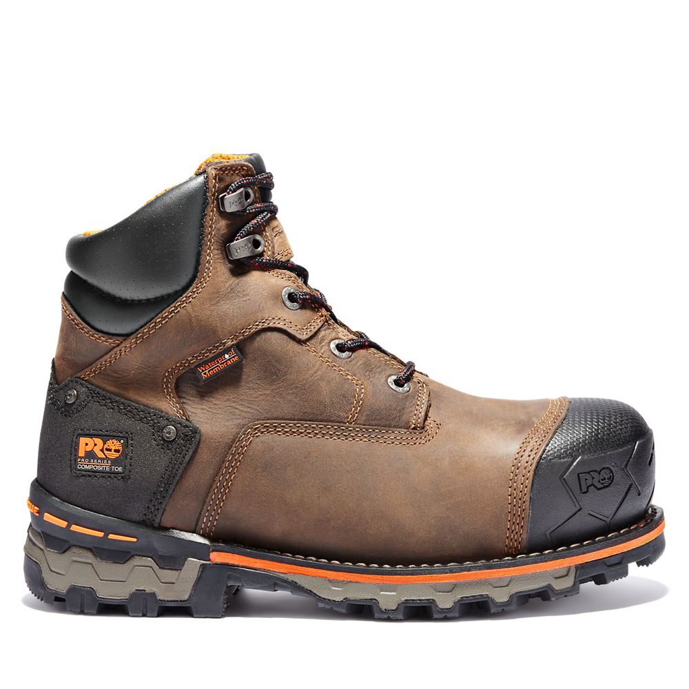 Timberland Μποτακια Εργασίας Ανδρικα Καφε/Μαυρα - Pro® Boondock 6" Comp Toe - Greece 4176925-YZ